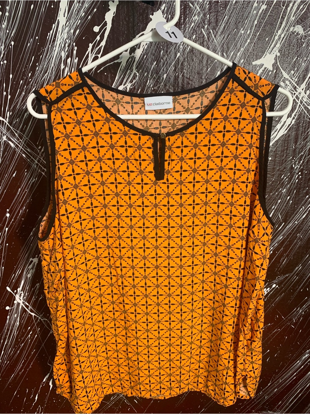 Liz Claiborne Orange and Black Sleeveless Printed Camisole